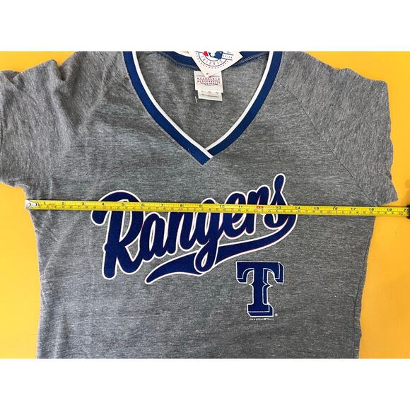 5th & Ocean Texas Rangers MLB Women's Gray Short Sleeve V-Neck T-Shirt Large NWT - Picture 6 of 7